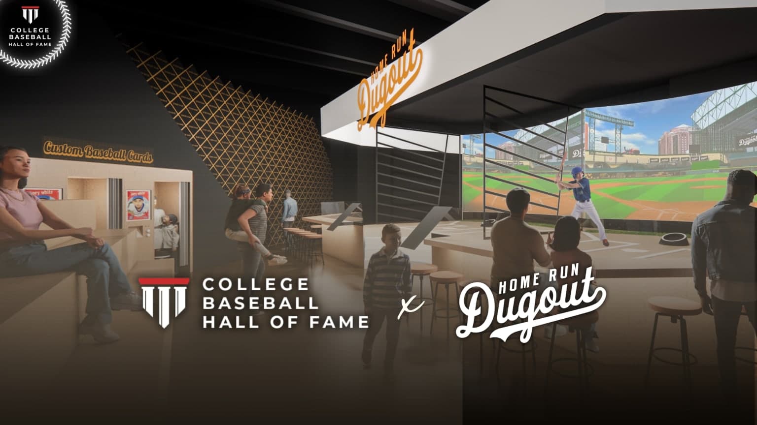College Baseball Hall of Fame with Home Run Dugout Licensed Bays